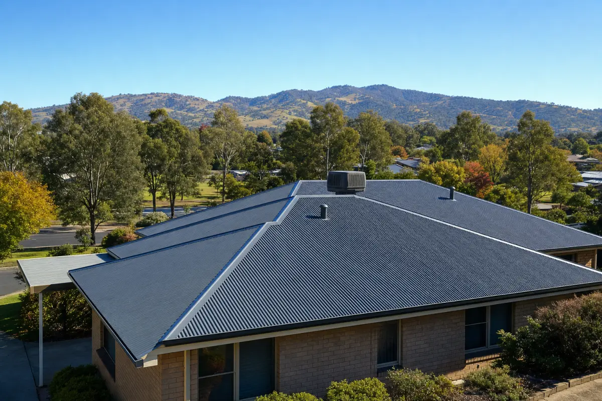 Completed corrugated metal roof on a residential property in Albury and Wodonga